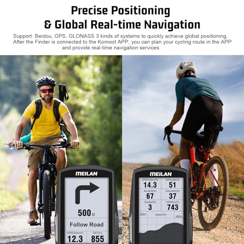 Meilan Finder Gps Bike Computer With Real-Time Route Navigation By Komoot App, 2.6 Inch Lcd Screen, Wireless Cycling Computer Compatible With 99% Bluetooth Ant+ Cadence Sensor/Hr Monitor/Power Meter thumb #2