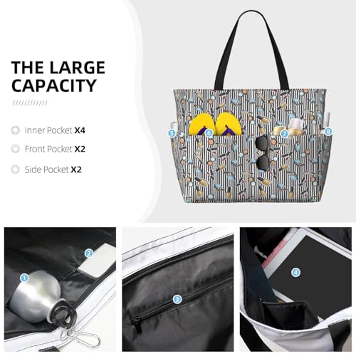 Large Beach Bags Water-resistant Sandproof - cute makeup Cute Beach Tote Bags for Women with Zipper3