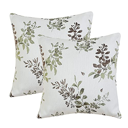 GYROHOME Kissenbezug, klassische Stickerei, Jacquard-Zweig-Muster, quadratisch, dekorativer Kissenbezug, weiß, 50 x 50 cm, 2 Stück Cover