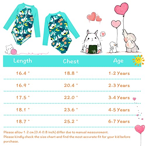 American Trends Toddler One Piece Swimsuits Girl Rash Guard Long Sleeve Zipper Bathing Suits For Girls Blue Flower 5-6 Years #TOP3