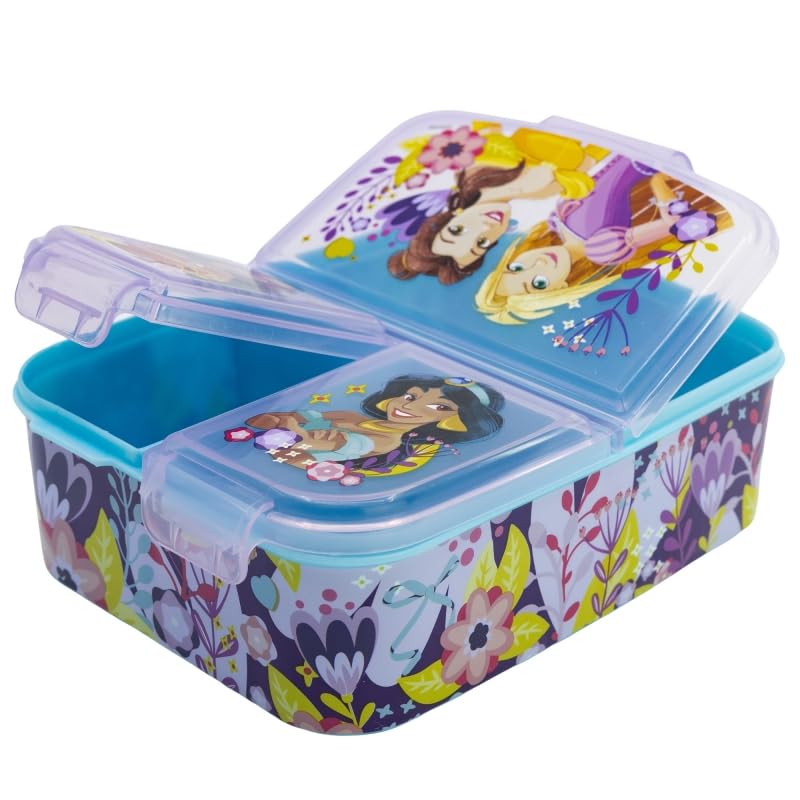 Image of STRIDERS Multi Compartment Rectangular Sandwich Box for Kids - Princess Courageous Heart Lunch Box | Leak-Proof, BPA-Free & Reusable School Tiffin for Girls XL