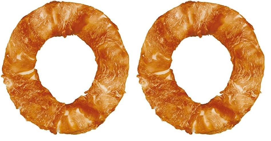 TRIXIE zuckerfreier und glutenfreier Hühnchen Kauring Denta Fun Chicken Chewing Ring, ø 10 cm, 110 g - 31328 (Packung mit 2)