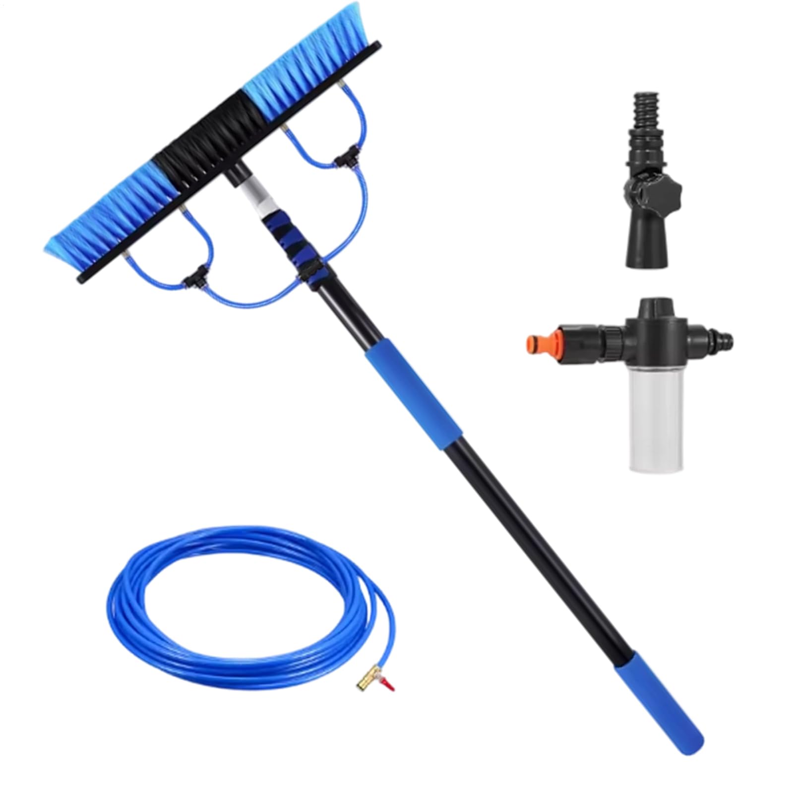 Kit De Limpieza Para Paneles Solares | Telescópico Con Alimentación De Agua | Cepillo De Limpieza Telescópico/196,85 Pulgadas De 5m Con Dispensador De Jabón Y Tubería De Agua De 10m | Para V