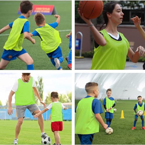 Image of 6 Pack Pinnies Team Practice Vests for Child Youth Teen Adult, Mesh Scrimmage Jersey for Soccer Football Basketball
