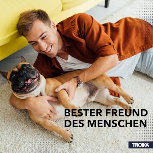 TROIKA Schlüsselanhänger Hund Mops BUDDY Geschenk für Hundeliebhaber aus 3-D-Metallguss mit Schlüsselring, verchromt, matt, gunmetal Original