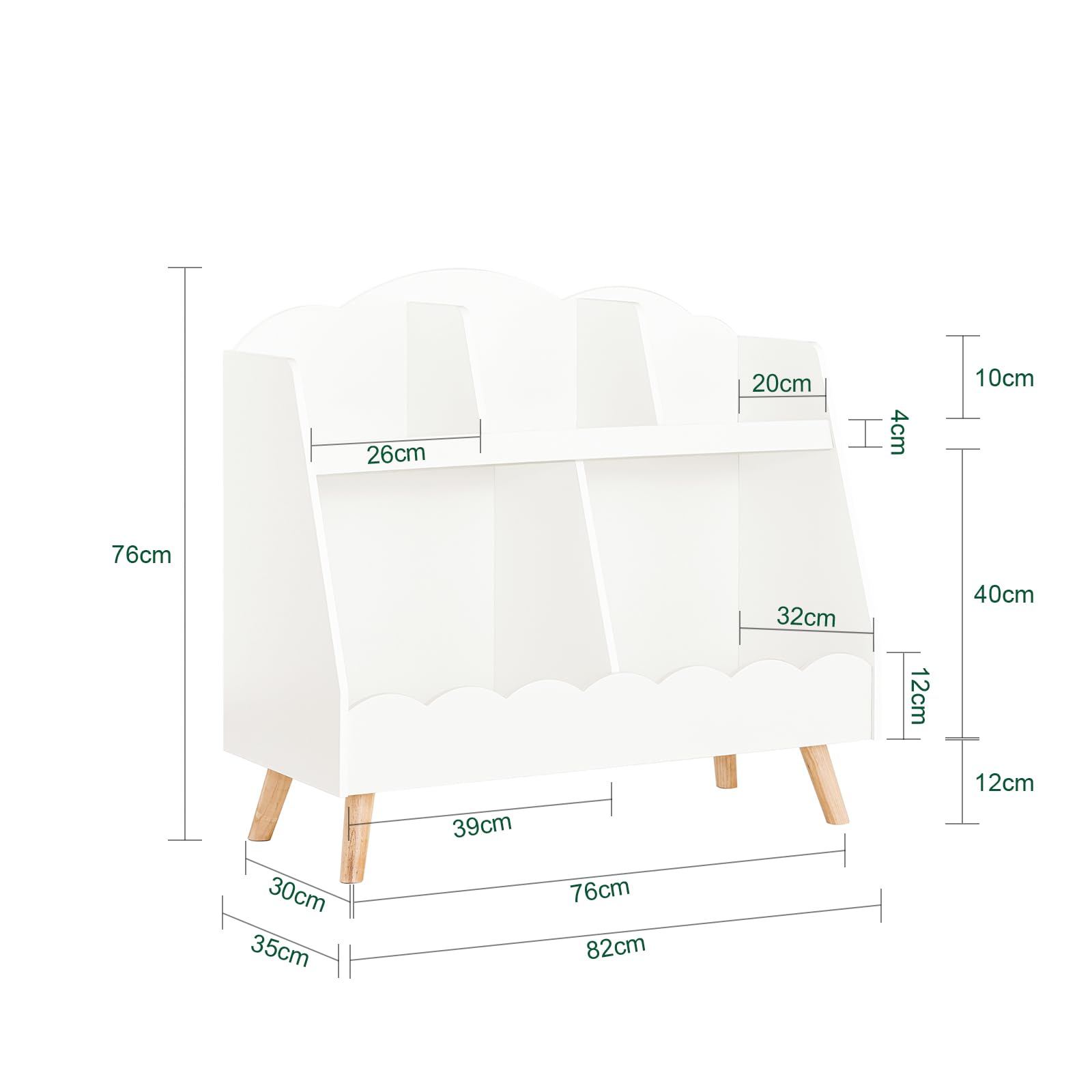 SoBuy Kinderregal mit 5 Fächern Aufbewahrungsregal für Kinder Bücherregal Montessori Regal weiß BHT ca. 82x76x35cm KMB100-W