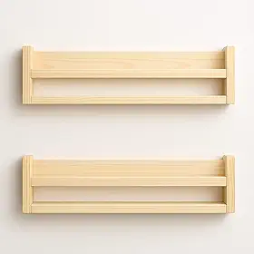 Conjunto de 2 Prateleiras de Parede em Madeira Natural, Estilo Flutuante, para Livros e Decoração