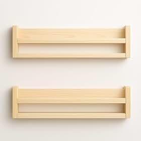 Conjunto de 2 Prateleiras de Parede em Madeira Natural, Estilo Flutuante, para Livros e Decoração