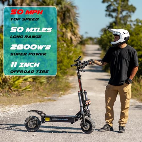 Image of COFANSON Adult Electric Scooter 5600W Dual Motor with Seat, Top Speed 50mph, Range 50-60 Miles, Foldable Commuter Electric Scooter