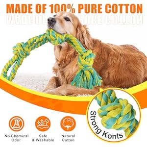 Tough Dog Toy Ropes for Large/Medium Aggressive Chewers, 2 Nearly Indestructible Dog Chew Toys, Tug of War Dog Toy for Large Breed, 100% Natural Cotton for Teeth Cleaning