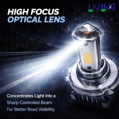 Image of LIU HJG LED H4 Headlight Bulb High Brightness Waterproof & Heat Dissipation 40W 12V DC Power White Light Reflection Universal fit for All Bikes & Cars (Pack of 1)