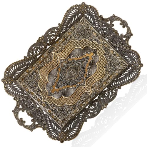 Moroccan Antique Coffee Tea Serving Tray Table...
