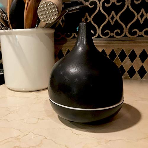 Hand-Crafted Ceramic Stone Ultrasonic Essential Oil Diffuser for Aromatherapy - 300 ml, Black | Optional Warm White Light