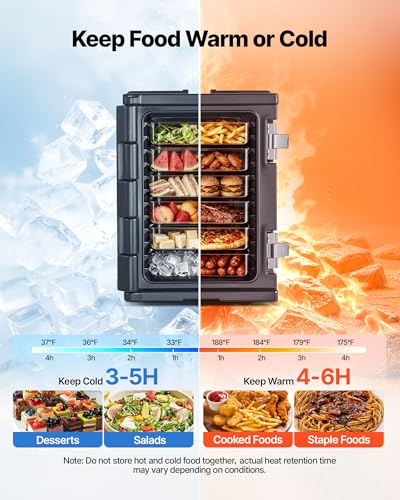 Image of VEVOR Insulated Food Pan Carrier, 95 Qt Non-Electrical Food Warmer, with Wheel & 304 Stainless Steel Latch, LLDPE Stackable Hot Box, for Various Pan Sizes(NOT Included), Fit Catering BBQ Event(Black)