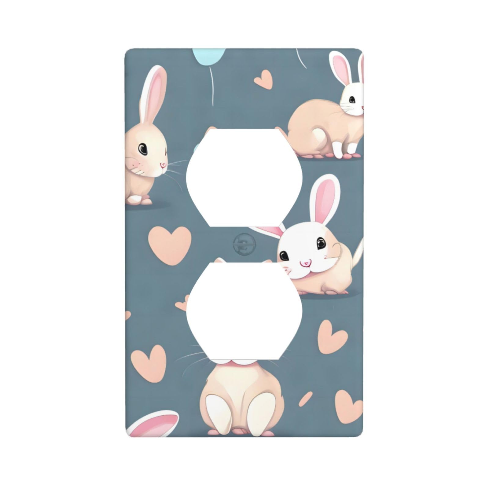 Cartoon Cute Bunny Decorative Switch Plate Cover-Unbreakable Polycarbonate Wall Plate for Home Office, 1 Gang with Screws