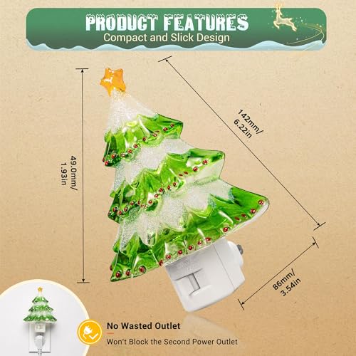 Image of JandCase Christmas Tree Night Light, 2 Pack 3000K Night Lights