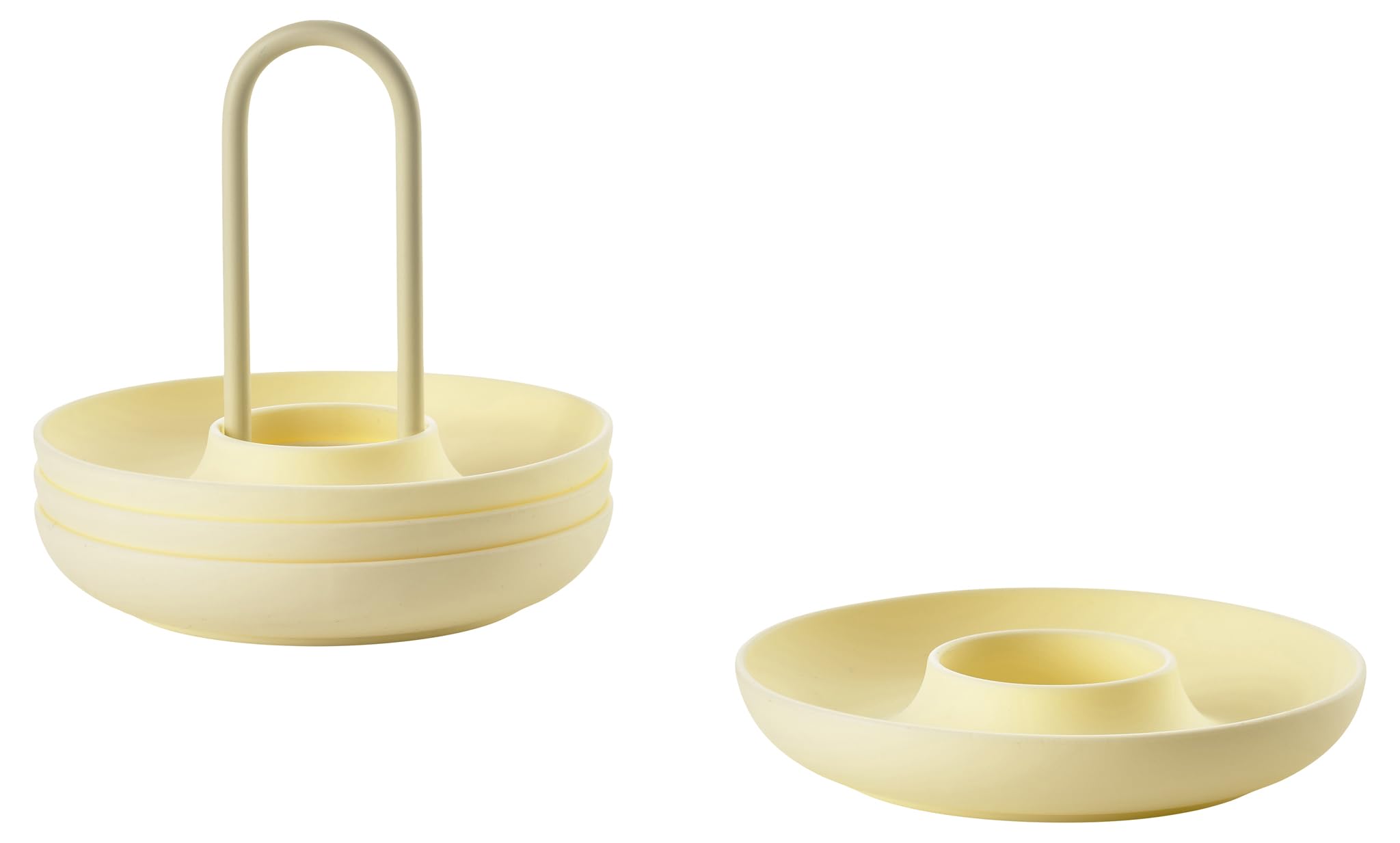 Zone Denmark Singles Ostern Eierbecher Set aus Silikon, Schönes Ostern Geschirr in Gelb, Stapelbar, 4 Eierhalter/Eierteller mit Halter, Durchm. 11,2 cm, Höhe 9,5 cm, Limestone (Hellgelb)