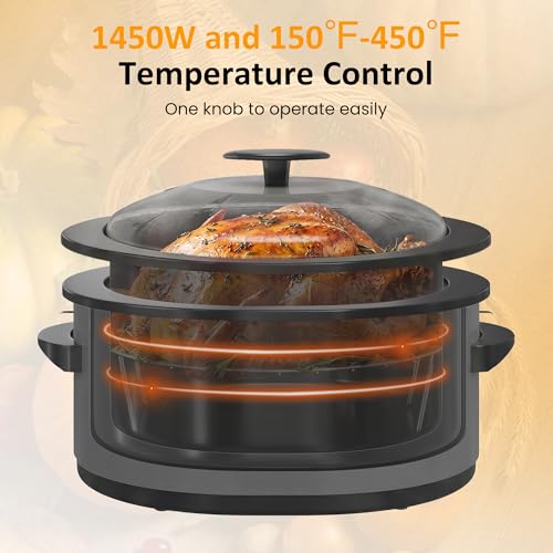 Image of Sunvivi Electric Roaster Oven for Small Families, 8QT Portable Roaster with Self-Basting Lid Defrost & Keep Warm, Adjustable Temp 150F-450F for Baking, Slow Cooking, Buffet Serving & RV Camping