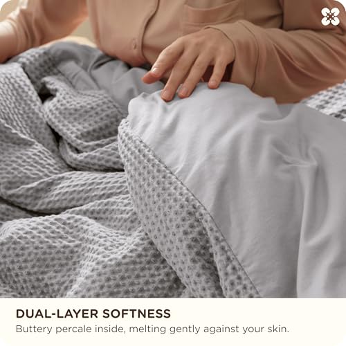 Image of Bedsure Cotton Duvet Cover Set - 100% Cotton Waffle Weave Grey Duvet Cover Oversized King Size, PureWoven Breathable Bedding Set for All Season, 3 Pieces, 120 inchx98 inch