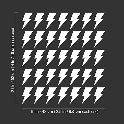 Set Of 35 Vinyl Wall Art Decal - Lightning Bolt Pattern - From 4" X 2.5" Each - Trendy Adhesive Sticker Geometric Design For Kids Room Nursery Playroom Bedroom Bathroom Classroom Decor (White) #TOP2