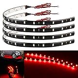 El paquete incluye: EverBright 4-Pack rojo 30CM 5050 12SMD DC 12V Flexible LED tira luz impermeable coche motos decoración luz Interior Exterior bombillas vehículo DRL día funcionando con built-in 3M cinta de
