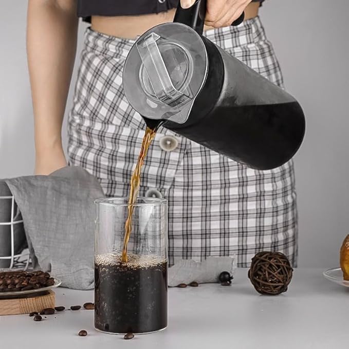 Image of Cold Brew Coffee Maker & Iced Tea Brewer - 1.3L Borosilicate Glass Pitcher with Reusable Mesh Filter - Easy to Clean, Dishwasher Safe - Ideal for Home & Travel