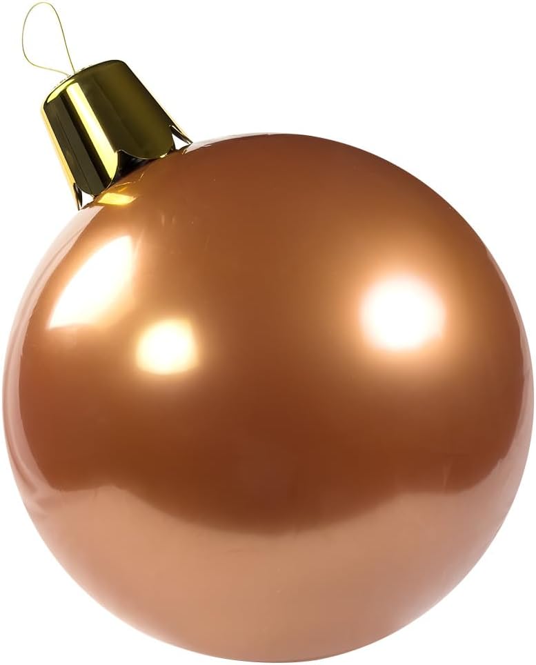 Inflatable Christmas Ornaments - 8", 17", 27" Oversized Christmas Balls for Outdoor Yard Lawn Tree - Indoor Outdoor Holiday Décor - 25 Colors (Copper, 17")