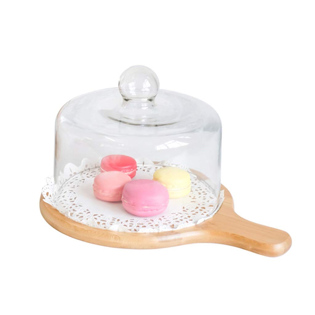 Plateau en bois avec couvercle en verre 6 pouces pour gâteau