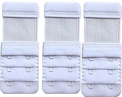 Image of Caracal Bra Extender for Women 2 Hook -3 Eye (with Extra Elastic) Free Size (White Combo Pack of