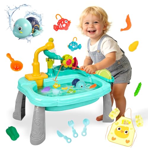 Mini Water Table for Toddler 1-3, Kids Play Sink with Running Water, Outdoor Toys for Kids Ages 4-8...