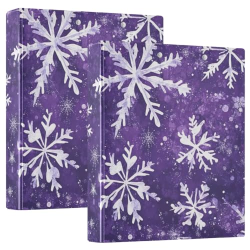 Grand classeur à 3 classeurs violet à motif flocon de neige pour fournitures école