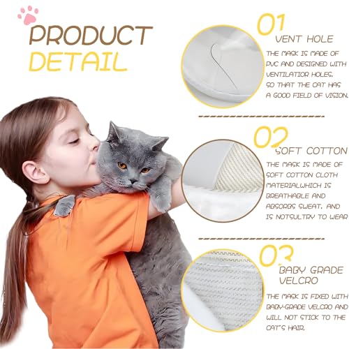 SilverChry Katze Maulkorb, Maulkorb für die Katzenpflege, Mundabdeckung Katze Einstellbar, Katzenmaulkorb mit Atmungsaktivem Mesh und PVC Gesichtsschutz für Katzen