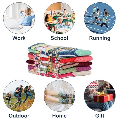 Image of YANGYANG 5 Pairs Winter Warm Thick Crew Knit Socks for Women, Christmas Gifts, Stocking Stuffers