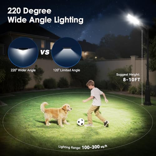 Image of Solar Lights Outdoor Waterproof, 6500K 13000LM LED Dusk to Dawn Solar Street Light, Solar-Powered Flood Lights with Motion Sensor and Remote Control, Solares Parking Lot Light for Yard Walkway, 6-Pack