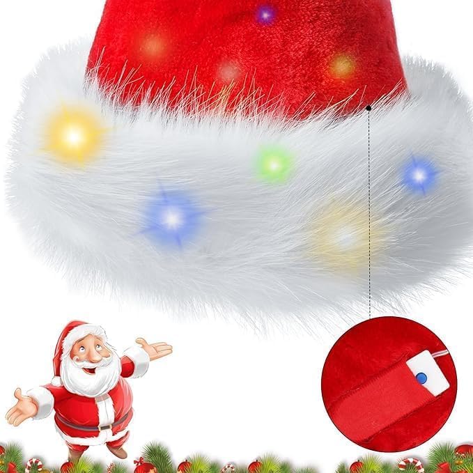 Image of Haomaomao Santa Hat for Adults /Kids /Baby Christmas Hat Red Velvet Holiday Unisex Xmas Hat for New Year Festive Festival Party