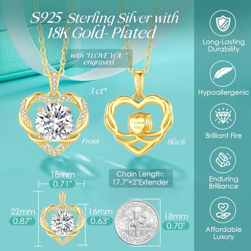 OOBEE Moissanite Heart Necklace for Women 925 Sterling Silver Fine Jewelry Twist Pendant, Valentine Anniversary Birthday Gift for Wife, Mom, Girlfriend - Image 4
