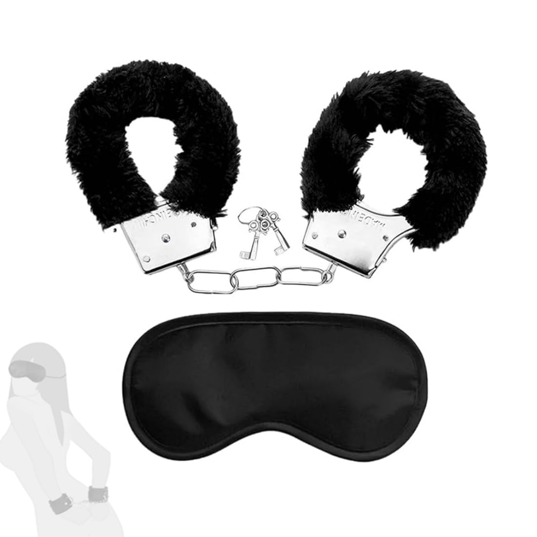Juego de 2 muñequeras y antifaz de felpa, material suave ajustable, accesorios para juegos de fies