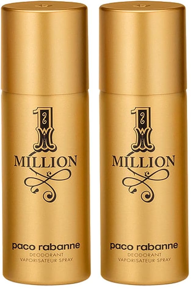 Paco Rabanne 1 Million Deo Vaporizador, 150 ml, Multicolor (Paquete de 2)