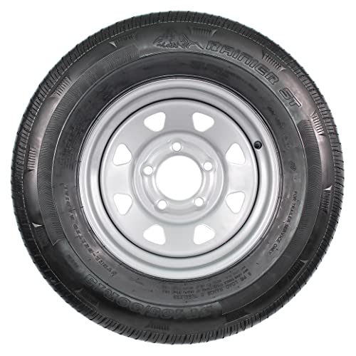eCustomrim Radial Trailer Tire On Rim ST185/80R13 13 Inch 5 Lug on 4.5 Silver Grey Wheel - 6 Year Warranty w/Roadside