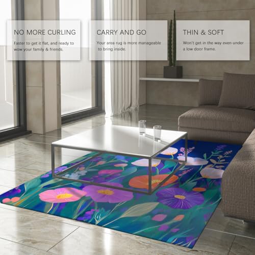 Tapis antidérapant 100x150cm lavable au style botanique bohème