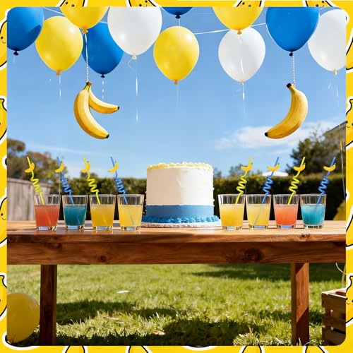 Pitillos decorativos temáticos banana 24 piezas miniatura 4