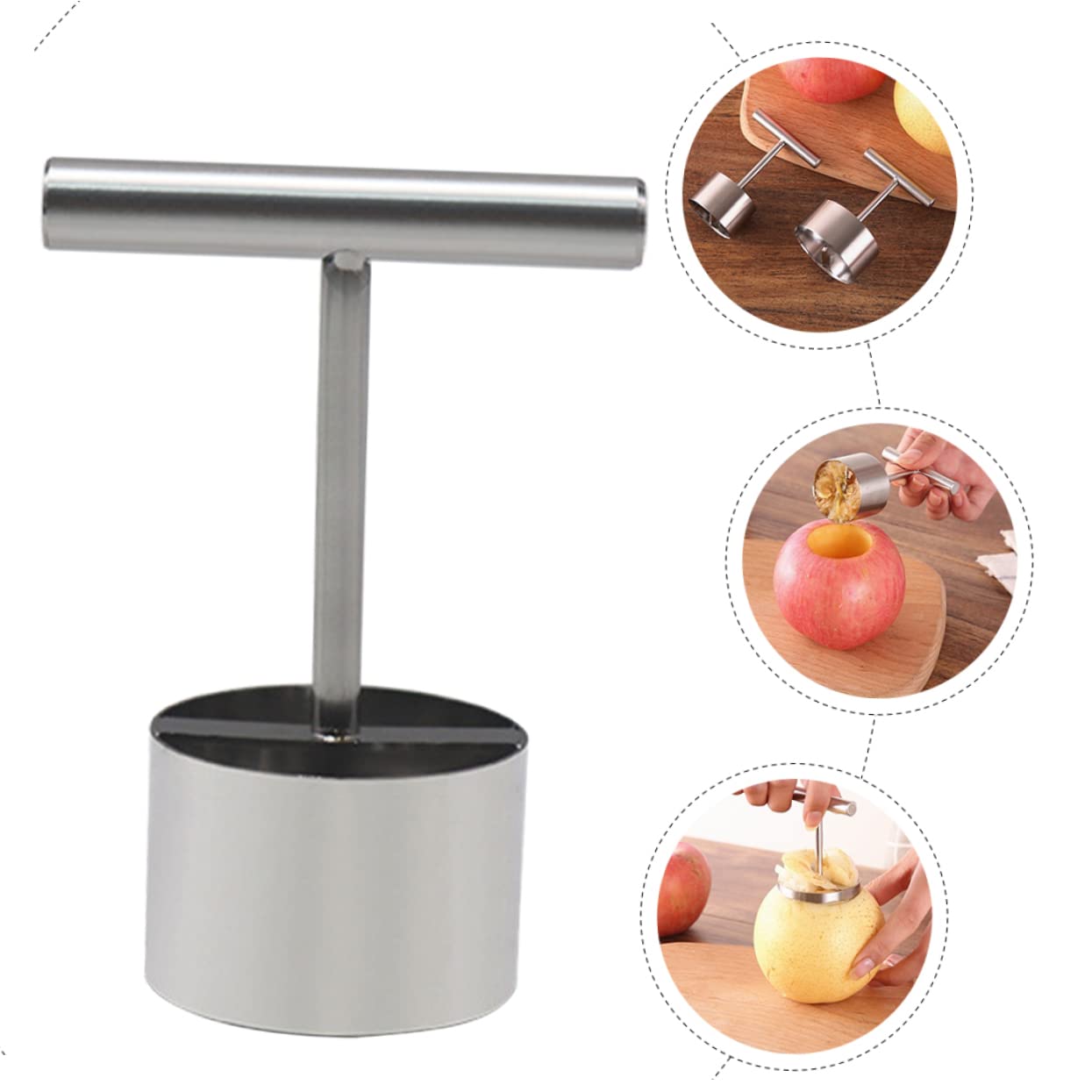 5piezas Descorazonador De Frutas De Acero Inoxidable Herramienta Para Quitar El Corazón De y Manzanas Gadget De Cocina Práctico y Multifuncional Para Frutas De Mediano Fácil De