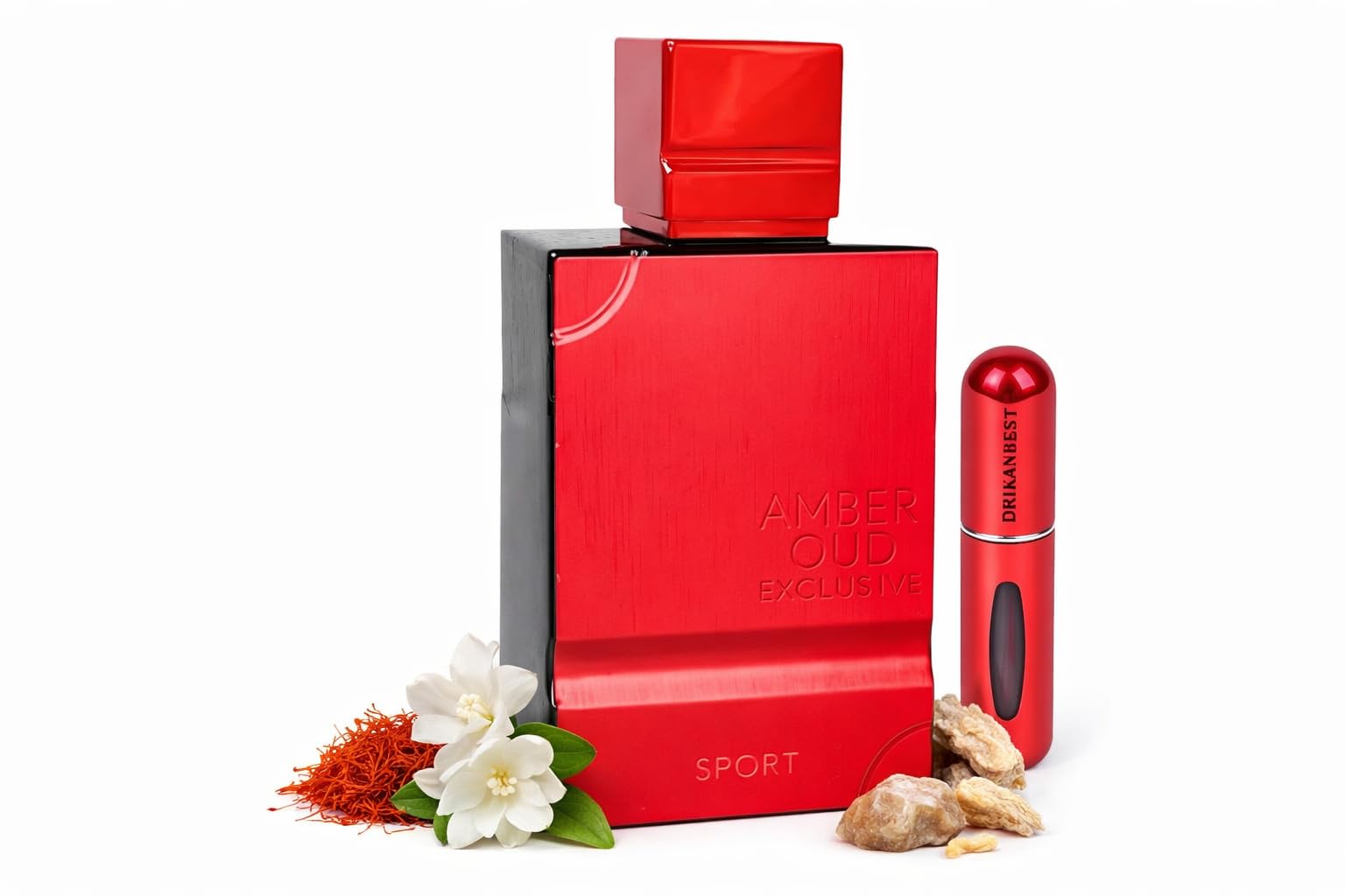 AlHaramaen Amber Oud Sport Eau de Parfum 60ml – Perfume Árabe Unisex Limpio Floral Ambarado, Larga Duración, con Jazmín, Ámbar Gris y Almizcle + Atomizador Drikanbest 5ML Gratis
