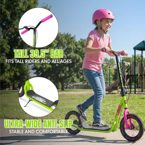 Image of Madd Gear Large Kick Scooter for Adults, Teens & Kids 8-12 with Kickstand - 12 inch Air-Filled Tires, Wide Deck, Lightweight Steel Frame - Metro Urban Glide 300