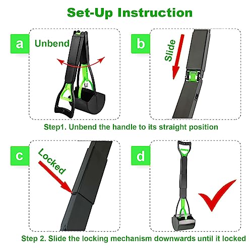 Image of 2-Pack Pooper Scooper for Large Small Dogs Heavy Duty, 32 inch Long Handle Poop Scoops for Yard, Grass, Gravel, Dog Poop Grabber with High Strength Material and Durable Spring(Green&Black)