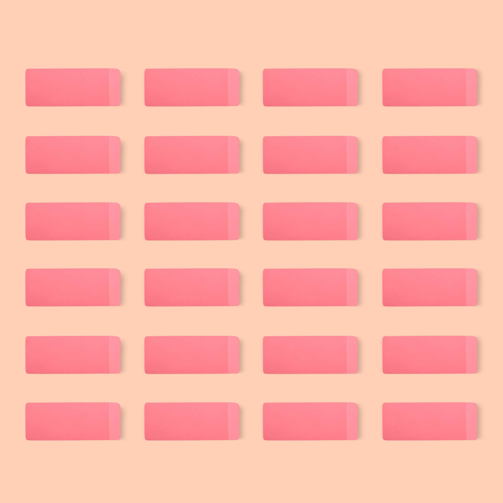 Amazon Basics Rectangular Erasers for School and Office, Pink, Art Eraser for Drawing, Stationery Supplies, 24 Count