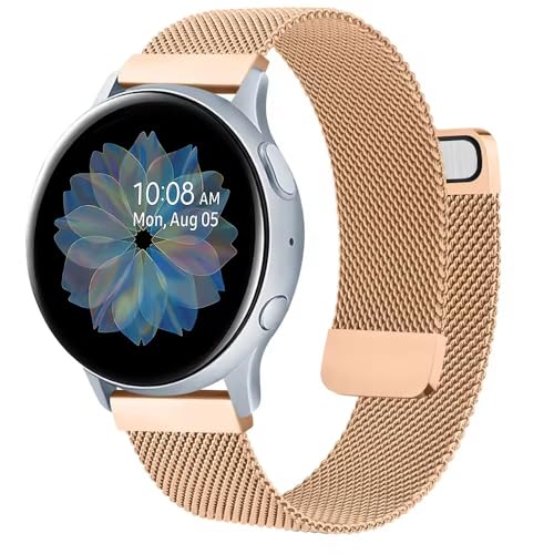 Image of VEROX Stainless Steel 19mm Strap for Smart Watch Strap with Magnetic Buckle Compatible with Boat Storm, Noise Colorfit Pro, and All The 19mm Smart Watch - Gold