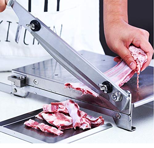 Manual Ribs Meat Chopper Slicer Stainless Steel Hard Bone Cutter, Stainless Steel Meat Cutter Beef Mutton Roll Meat Food Slicer Slicing Machine for Home Cooking Kit of Hot Pot Shabu