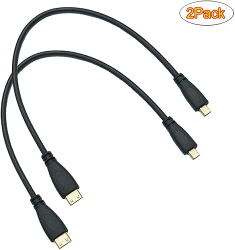 Miniatura 3 de Seadream Paquete de 2 cables adaptadores de conector micro HDMI tipo D macho a mini HDMI tipo C macho (1 pie 2 unidades)