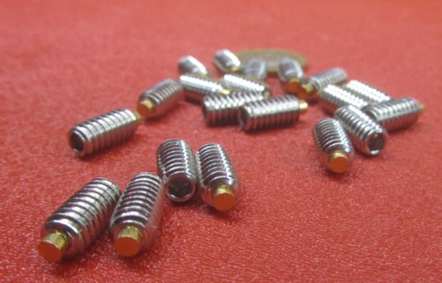 18-8 Stainless Steel Brass Tip Set Screw 1/4"-20 x .500" Thread Length 20 pcs.